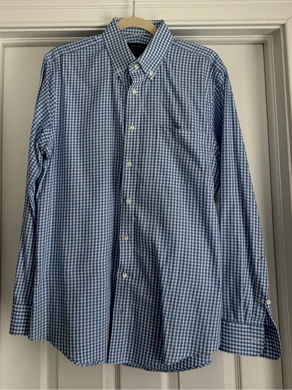 Nordstrom Trim Fit Blue Gingham Button-Down Shirt